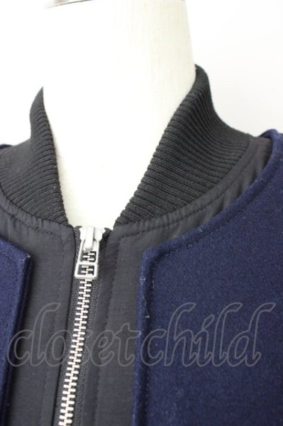 画像4: NO ID. / ナイロン切替メルトンボンバージャケット 2 ブラックｘネイビー T-24-12-03-004-NO-ou-YM-ZT-M110 (4)