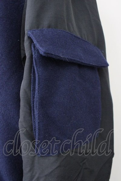 画像6: NO ID. / ナイロン切替メルトンボンバージャケット 2 ブラックｘネイビー T-24-12-03-004-NO-ou-YM-ZT-M110 (6)