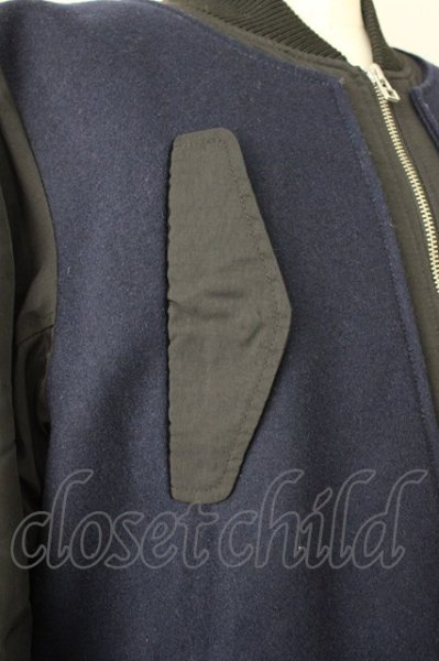 画像8: NO ID. / ナイロン切替メルトンボンバージャケット 2 ブラックｘネイビー T-24-12-03-004-NO-ou-YM-ZT-M110 (8)