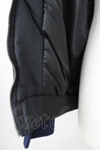 画像10: NO ID. / ナイロン切替メルトンボンバージャケット 2 ブラックｘネイビー T-24-12-03-004-NO-ou-YM-ZT-M110 (10)