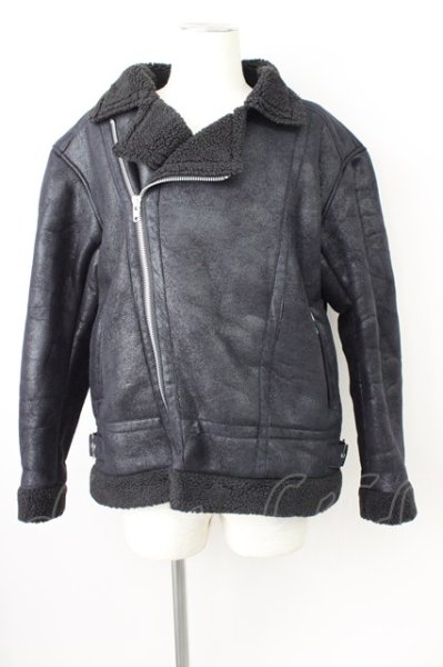 画像1: LEGENDA / フェイクムートンライダースジャケット S ブラック T-24-12-03-007-LE-ou-YM-ZT-M110 (1)