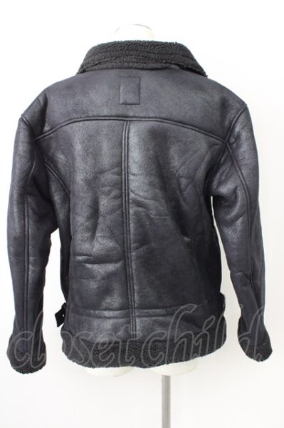 画像2: LEGENDA / フェイクムートンライダースジャケット S ブラック T-24-12-03-007-LE-ou-YM-ZT-M110 (2)