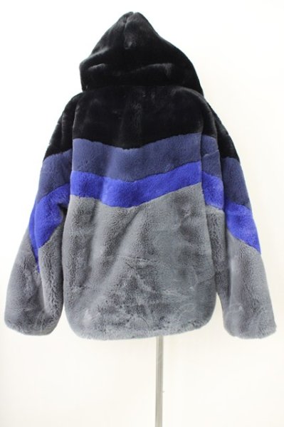 画像2: ROYAL FLASH / ファーブルゾン L ブラックｘブルーｘグレー T-24-12-03-010-RO-ou-YM-ZT-M111 (2)