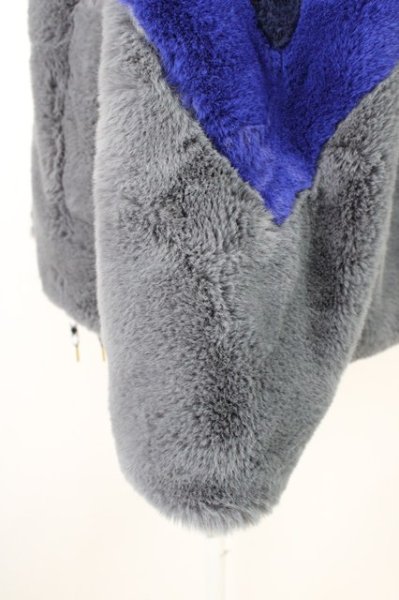 画像3: ROYAL FLASH / ファーブルゾン L ブラックｘブルーｘグレー T-24-12-03-010-RO-ou-YM-ZT-M111 (3)