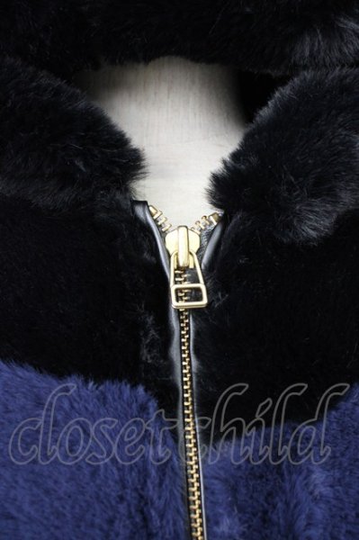 画像4: ROYAL FLASH / ファーブルゾン L ブラックｘブルーｘグレー T-24-12-03-010-RO-ou-YM-ZT-M111 (4)