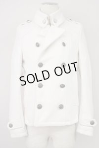 CIVARIZE / ushスワロフスキー付きナポレオンカラーメルトンPコート 44 ホワイト T-24-12-06-002-CI-ou-YM-ZT-M111