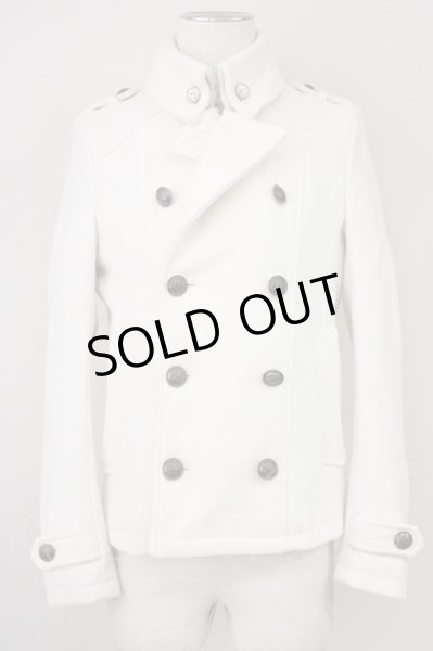 画像1: CIVARIZE / ushスワロフスキー付きナポレオンカラーメルトンPコート 44 ホワイト T-24-12-06-002-CI-ou-YM-ZT-M111 (1)