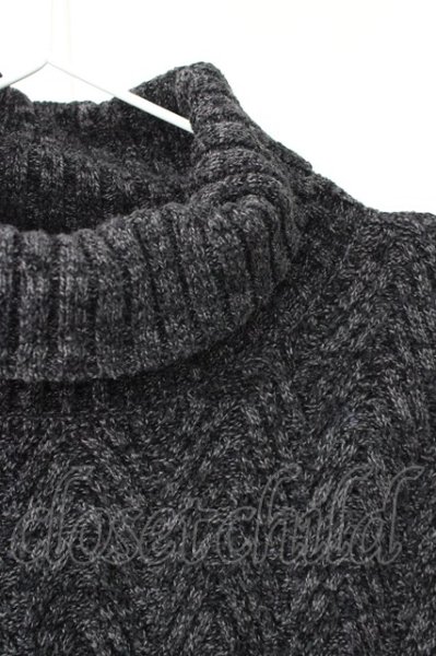 画像3: Zero by TORNADO MART / ヘリンボンモールタートルネックニット LL ブラック T-24-12-10-004-Ze-to-YM-ZT384 (3)