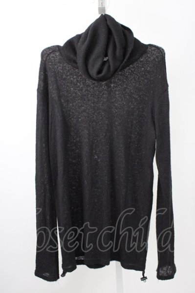 画像1: kiryuyrik / Shirring Turtleneck ニットソー S ブラック T-24-12-11-001-ki-to-YM-ZT003 (1)