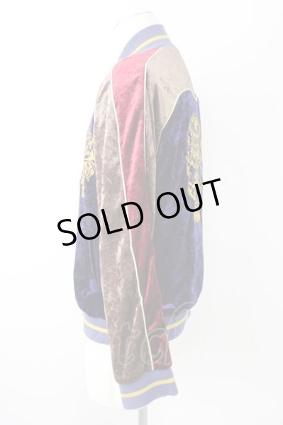 画像3: Obelisk / ベルベットスカジャン S ネイビーｘワインｘブラウン T-24-12-11-002-Ob-ja-YM-ZT (3)