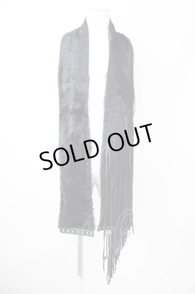 画像1: Roen / フリンジファーマフラー  ブラック T-24-12-11-015-Ro-za-YM-ZT (1)