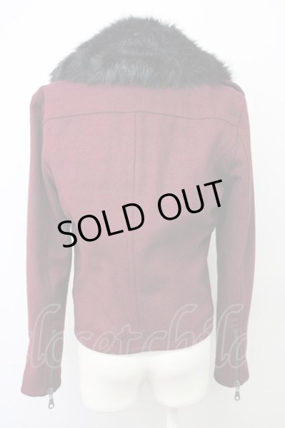 画像2: SEANA / ファー付きメルトンウールライダースジャケット L ワイン T-25-01-15-024-SE-ja-YM-ZT (2)