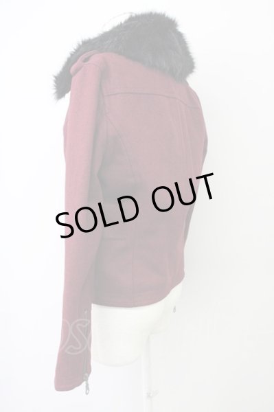 画像3: SEANA / ファー付きメルトンウールライダースジャケット L ワイン T-25-01-15-024-SE-ja-YM-ZT (3)