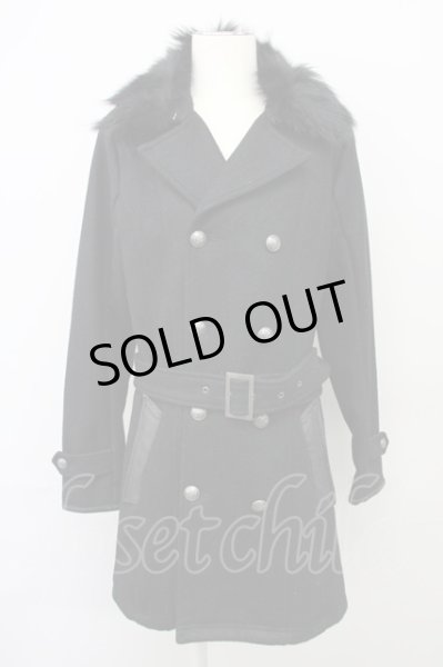 画像1: CIVARIZE / チャイニーズラクーンファートレンチコート 46 ブラック T-25-01-15-026-CI-ou-YM-ZT-M115 (1)