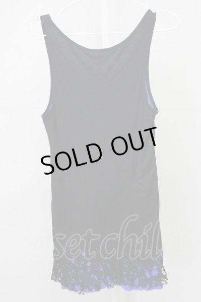 画像2: MURDER LICENSE / ダメージレイヤードロングテレコタンクトップ 48 ブラックｘブルー T-25-01-15-001-MU-to-YM-ZT (2)