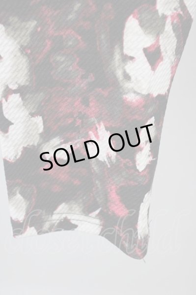 画像5: SEANA / パイルジャガード総柄Vネックカットソー L ブラックｘレッド T-25-01-15-004-SE-to-YM-ZT (5)