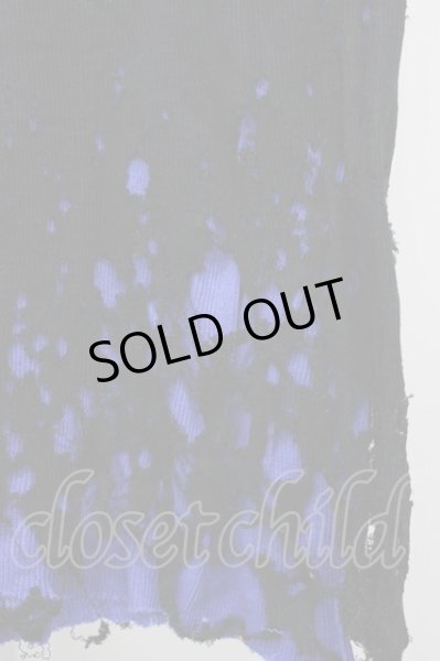 画像4: MURDER LICENSE / ダメージレイヤードロングテレコタンクトップ 48 ブラックｘブルー T-25-01-15-001-MU-to-YM-ZT (4)