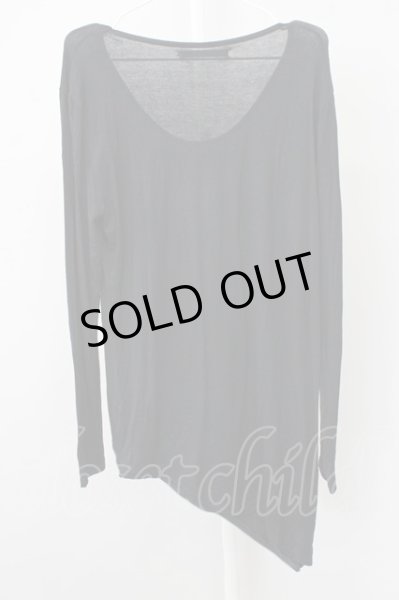 画像2: SEANA / 裾ZIPデザインアシンメトリーUネックカットソー L ブラック T-25-01-15-009-SE-to-YM-ZT (2)