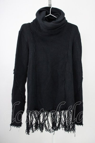 画像1: A.F ARTEFACT / トップス.FEMME FRINGE HIGH NECK KNIT TOPS 2 ブラック T-25-01-30-001-A.-to-YM-ZT291 (1)