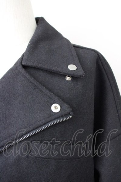 画像4: unrelaxing / オーバーサイズメルトンダブルライダース F ブラック T-25-01-30-013-un-ou-YM-ZT-M104 (4)