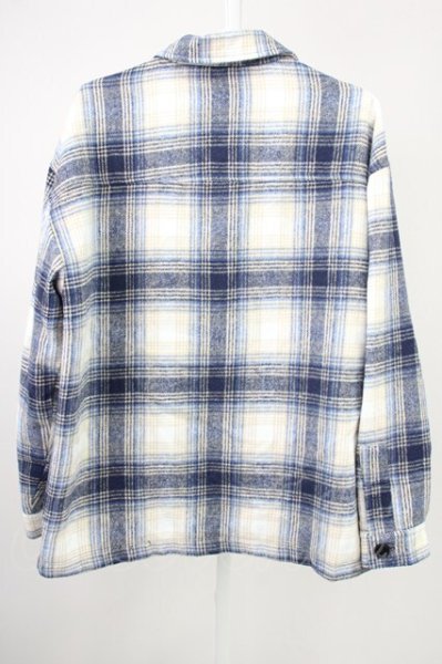 画像2: GOSTAR DE FUGA / ウールチェックドロップショルダージャケット F ブルー T-25-01-30-003-GO-ja-YM-ZT291 (2)