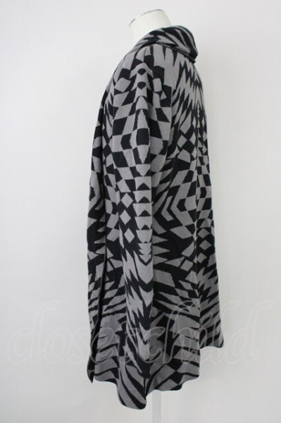 画像3: CIVARIZE / Mirror ジオメトリックニットガウンカーディガン 44 ブラックxグレー T-25-02-05-015-CI-to-YM-ZT091 (3)