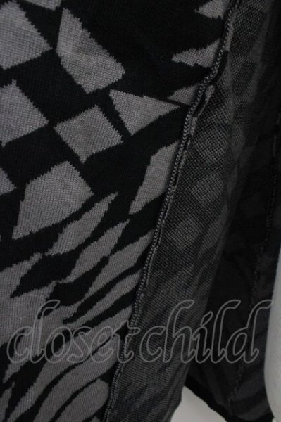 画像6: CIVARIZE / Mirror ジオメトリックニットガウンカーディガン 44 ブラックxグレー T-25-02-05-015-CI-to-YM-ZT091 (6)
