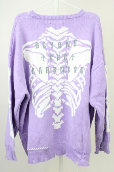 画像2: PSYCHO NATION / ハンドステッチボーンクルーニット F ラベンダー T-25-02-05-003-0-to-YM-ZT076 (2)