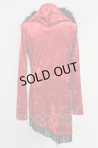 画像2: CIVARIZE / Bias ファー付クラッシュベロアフリンジパーカー 44 レッド T-25-02-05-019-CI-to-YM-ZT (2)