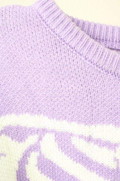 画像4: PSYCHO NATION / ハンドステッチボーンクルーニット F ラベンダー T-25-02-05-003-0-to-YM-ZT076 (4)