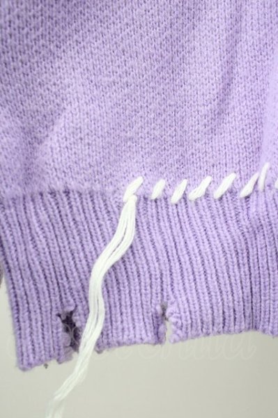 画像5: PSYCHO NATION / ハンドステッチボーンクルーニット F ラベンダー T-25-02-05-003-0-to-YM-ZT076 (5)