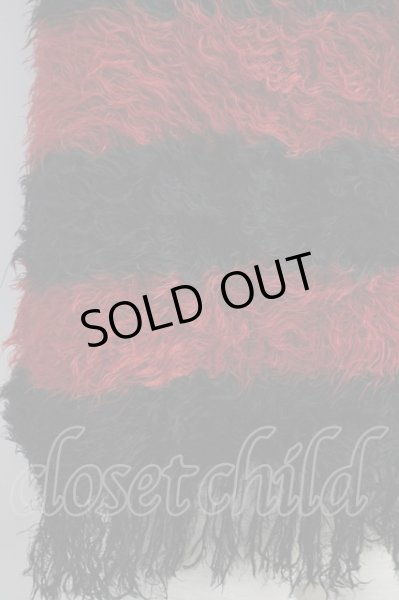 画像2: CIVARIZE / フェザーヤーンボーダーマフラー  ブラックｘレッド T-25-02-05-023-CI-za-YM-ZT (2)