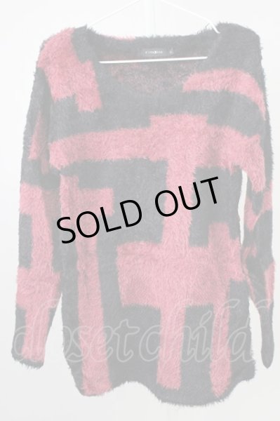 画像1: CIVARIZE / Lead フェザーヤーンダブルジャガード総柄 44 レッドｘブラック T-25-02-05-008-CI-to-YM-ZT090 (1)