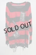 CIVARIZE / パッチ付きクラッシュボーダーニット 44 レッドｘブラック T-25-02-05-009-CI-to-YM-ZT