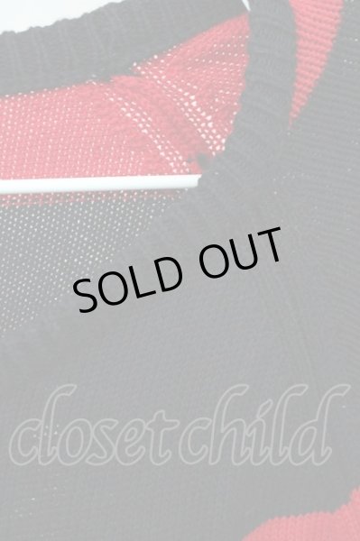 画像3: CIVARIZE / パッチ付きクラッシュボーダーニット 44 レッドｘブラック T-25-02-05-009-CI-to-YM-ZT (3)