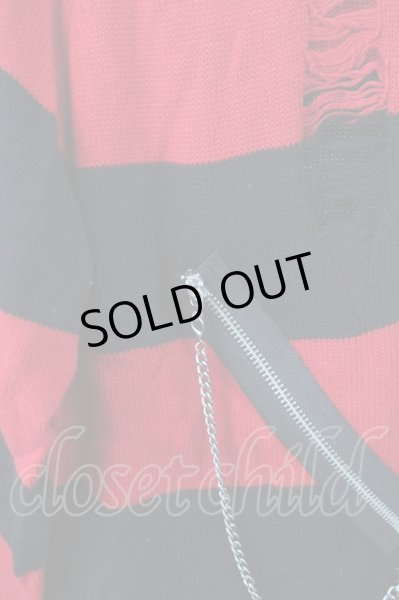 画像5: CIVARIZE / パッチ付きクラッシュボーダーニット 44 レッドｘブラック T-25-02-05-009-CI-to-YM-ZT (5)