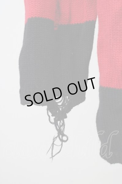 画像6: CIVARIZE / パッチ付きクラッシュボーダーニット 44 レッドｘブラック T-25-02-05-009-CI-to-YM-ZT (6)