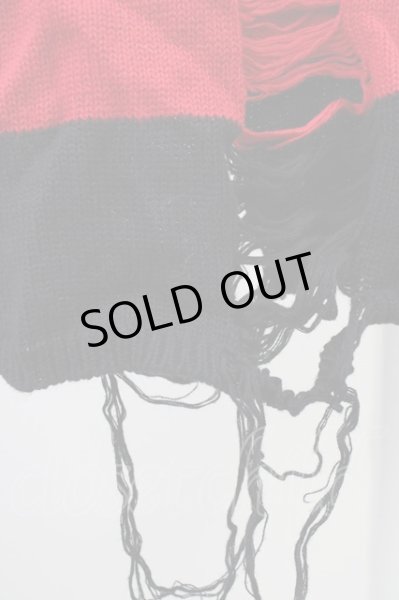 画像7: CIVARIZE / パッチ付きクラッシュボーダーニット 44 レッドｘブラック T-25-02-05-009-CI-to-YM-ZT (7)