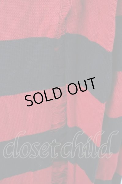 画像8: CIVARIZE / パッチ付きクラッシュボーダーニット 44 レッドｘブラック T-25-02-05-009-CI-to-YM-ZT (8)