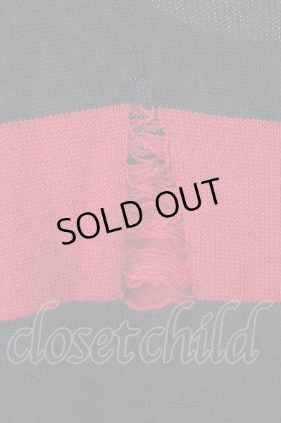 画像9: CIVARIZE / パッチ付きクラッシュボーダーニット 44 レッドｘブラック T-25-02-05-009-CI-to-YM-ZT (9)