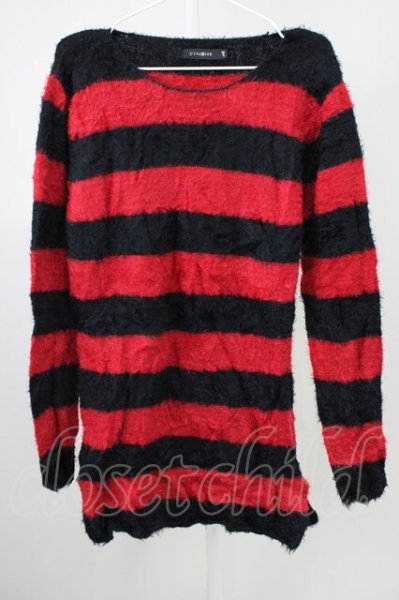 画像1: CIVARIZE / Followフェザーヤーンニットプルオーバー 46 ブラックｘレッド T-25-02-05-010-CI-to-YM-ZT090 (1)