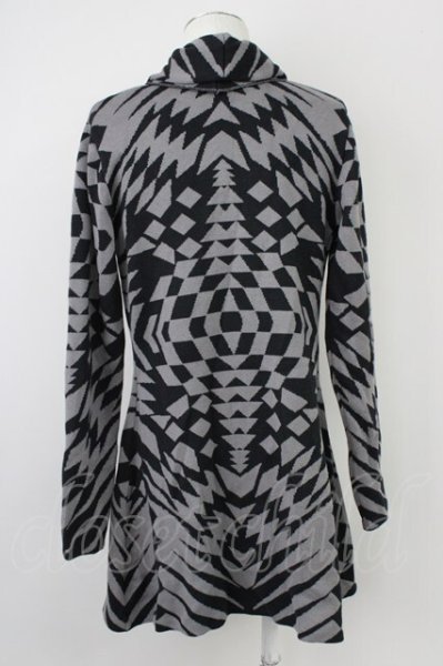 画像2: CIVARIZE / Mirror ジオメトリックニットガウンカーディガン 44 ブラックxグレー T-25-02-05-015-CI-to-YM-ZT091 (2)
