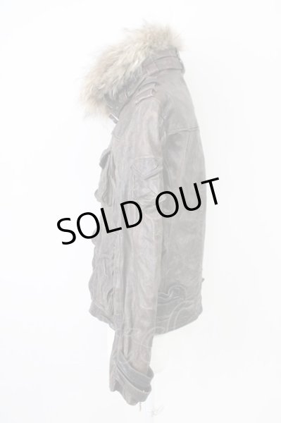 画像3: TORNADO MART / ラクーンファーレザーブルゾン M ブラウン T-25-02-07-006-TO-ou-YM-ZT (3)