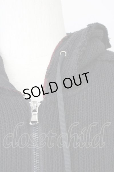 画像4: Luv maison / バックライン切り替えニットフーディー　パーカー 44 ブラックｘレッド T-25-02-13-002-Lu-to-YM-ZT (4)