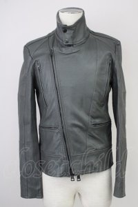 AKM / ゴートシュリンクレザーダブルライダースジャケット  グレー T-25-02-13-007-AK-ou-YM-ZT-ML005