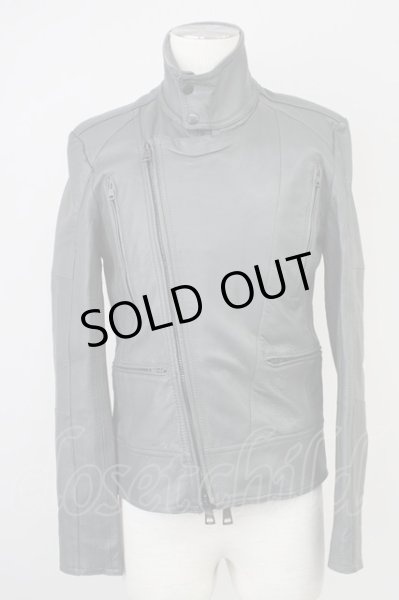 画像1: AKM / ゴートシュリンクレザーダブルライダースジャケット  グレー T-25-02-13-007-AK-ou-YM-ZT-ML005 (1)