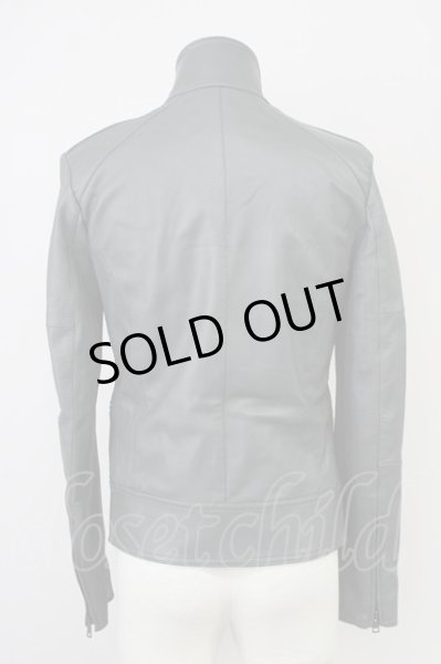 画像2: AKM / ゴートシュリンクレザーダブルライダースジャケット  グレー T-25-02-13-007-AK-ou-YM-ZT-ML005 (2)