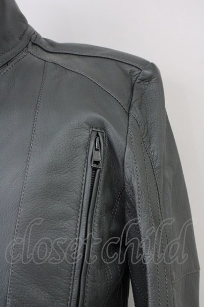 画像4: AKM / ゴートシュリンクレザーダブルライダースジャケット  グレー T-25-02-13-007-AK-ou-YM-ZT-ML005 (4)