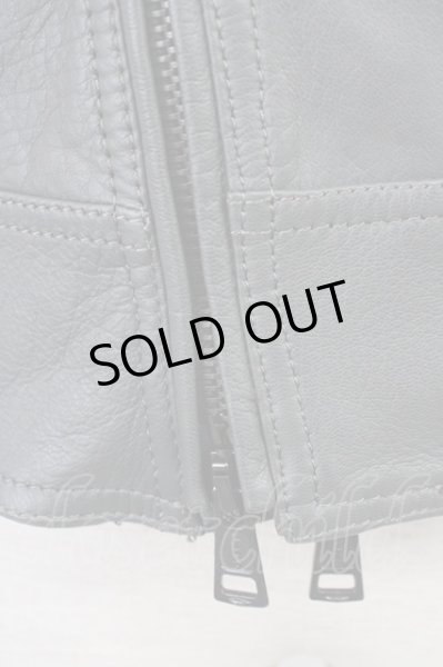 画像7: AKM / ゴートシュリンクレザーダブルライダースジャケット  グレー T-25-02-13-007-AK-ou-YM-ZT-ML005 (7)