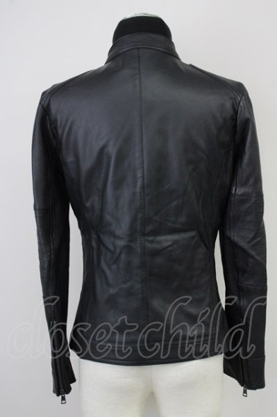 画像2: AKM / ゴートレザースタンドネックブルゾン M ブラック T-25-02-13-008-AK-ja-YM-ZT-ML014 (2)